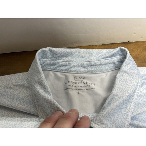Vineyard Vines Performance Shirt Mens Large Blue Print Polo *READ* - Picture 5 of 11